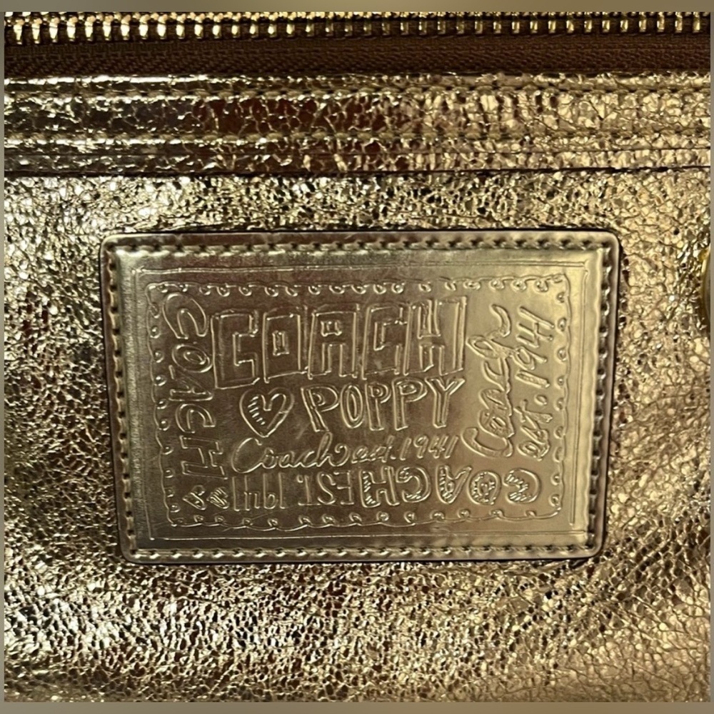 Coach Poppy Gold Metallic Shoulder Bag - Picture 8 of 14